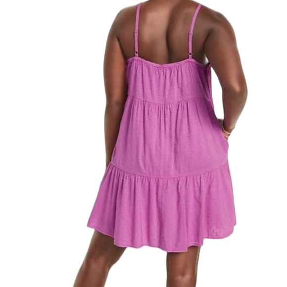 Old Navy XXL Lilac Tiered Strappy Dress in Artichoke Blossom 💯 Cotton P1 - Picture 2 of 7